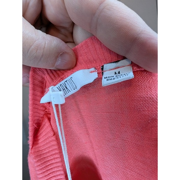 Kaktus Sleeveless Blouse Women's Size M 100% Linen Handmade Italy Coral NWT - Picture 3 of 5